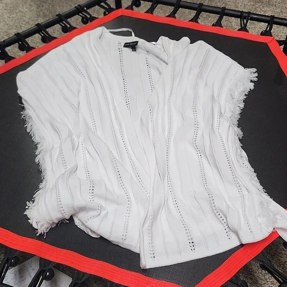 Lane Bryant fringed white cardigan size 22/28 #2